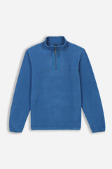 FELPA MEZZA ZIP IN PILE PETROLIO - Sonnybono