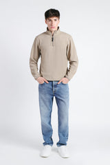 FELPA MEZZA ZIP IN PILE TORTORA - Sonnybono