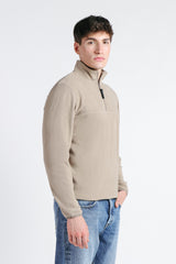 FELPA MEZZA ZIP IN PILE TORTORA - Sonnybono