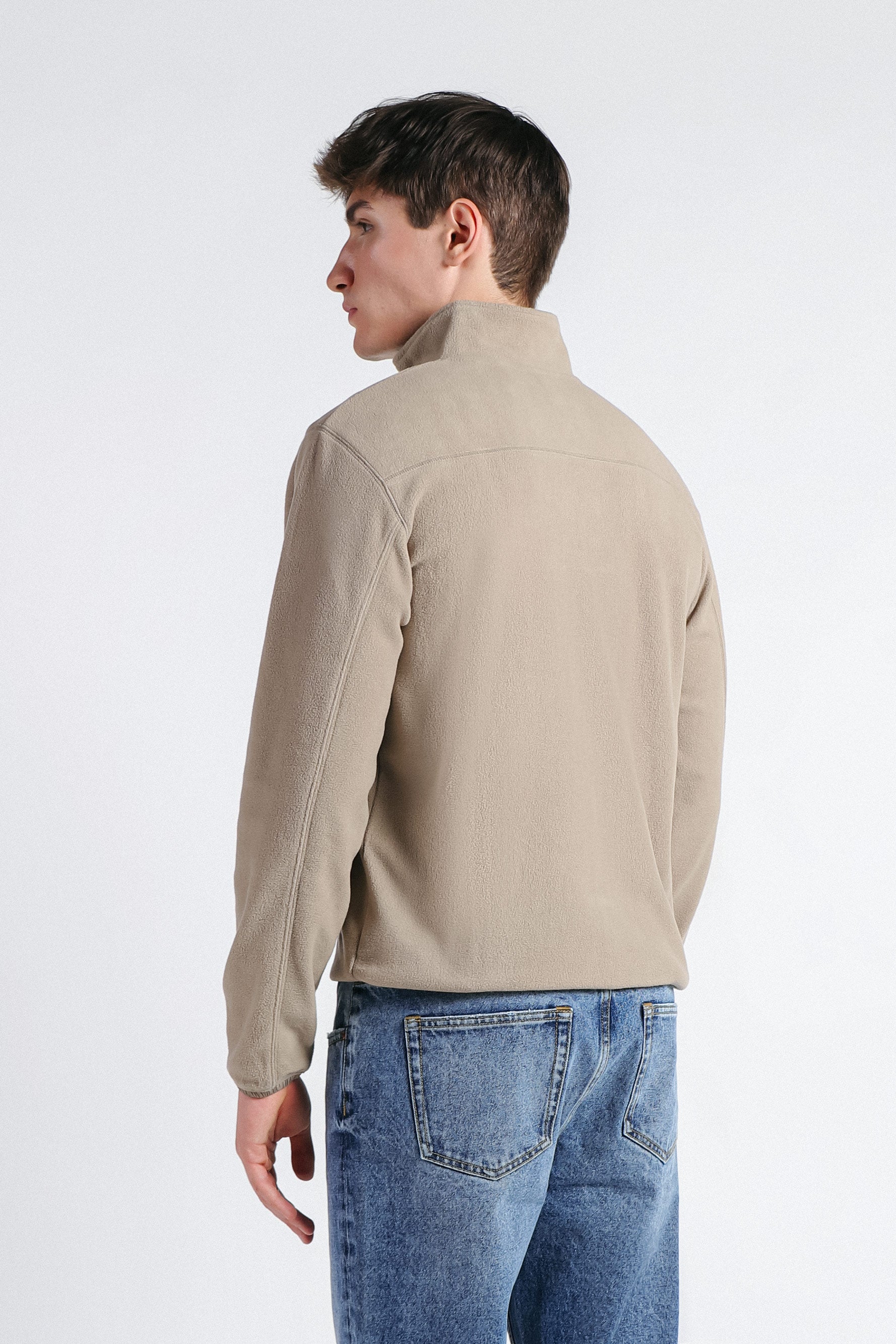 FELPA MEZZA ZIP IN PILE TORTORA - Sonnybono