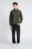 FELPA MEZZA ZIP IN PILE VERDE MILITARE - Sonnybono