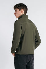 FELPA MEZZA ZIP IN PILE VERDE MILITARE - Sonnybono