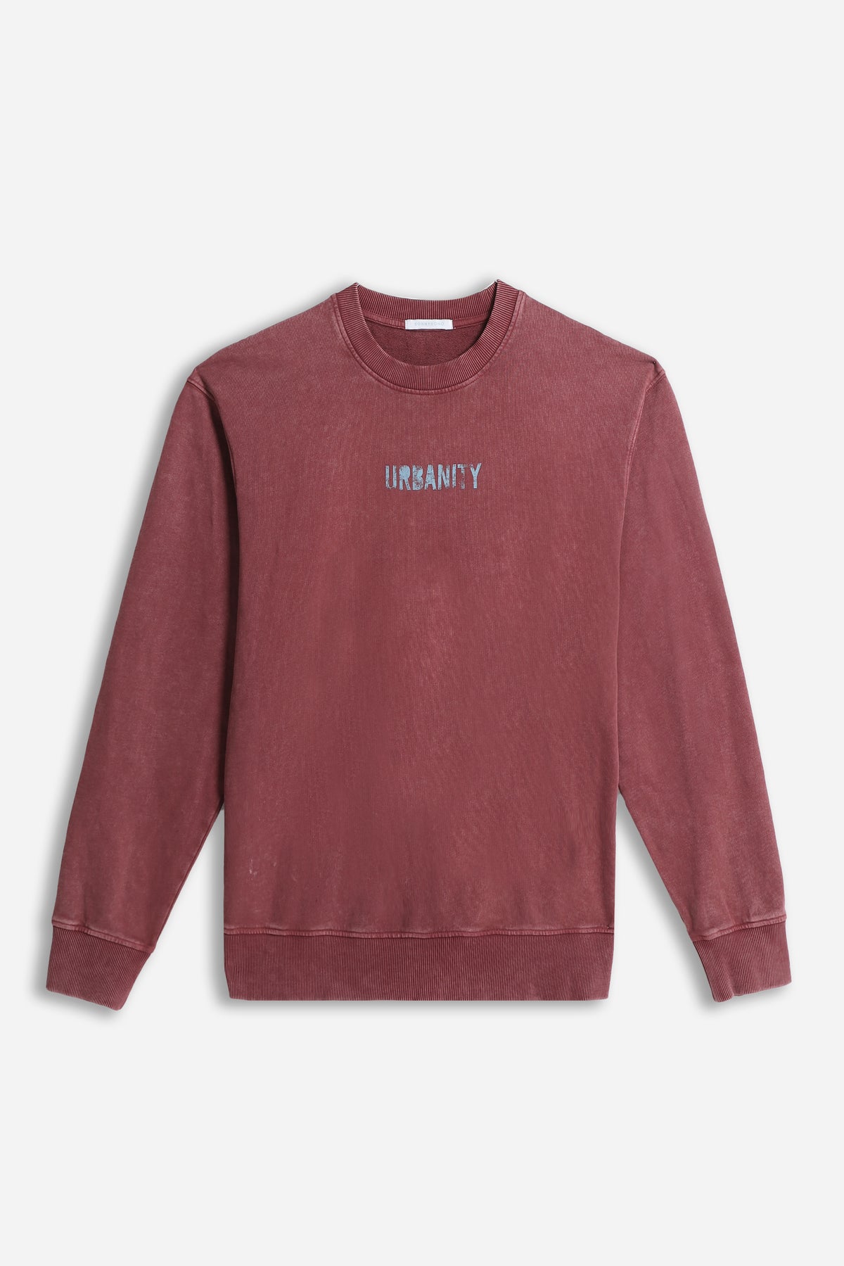 FELPA GIROCOLLO ACID WASH BORDEAUX