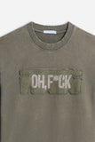 FELPA GIROCOLLO ACID WASH VERDE MILITARE - Sonnybono