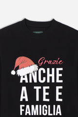 FELPA NATALIZIA IN PILE NERO