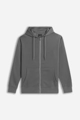 FELPA FULL ZIP CON CAPPUCCIO BASIC GRIGIO SCURO