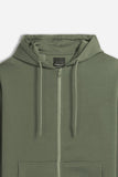 FELPA FULL ZIP CON CAPPUCCIO BASIC VERDE MILITARE - Sonnybono