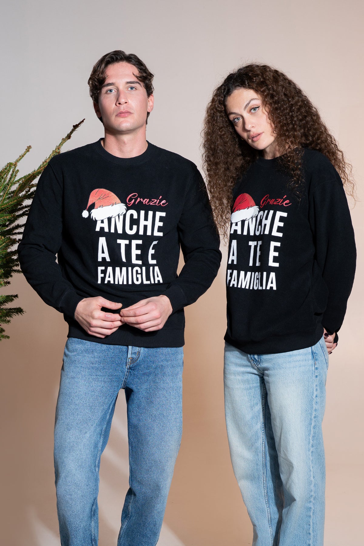 FELPA NATALIZIA IN PILE NERO