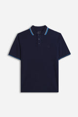 POLO IN PIQUET BASIC BLEU