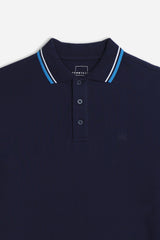 POLO IN PIQUET BASIC BLEU