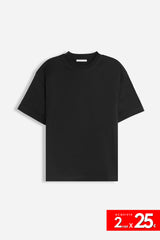 T-SHIRT GIROCOLLO IN COTONE MERCERIZZATO NERO