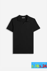 POLO SLUB CON COLLO DERBY NERO