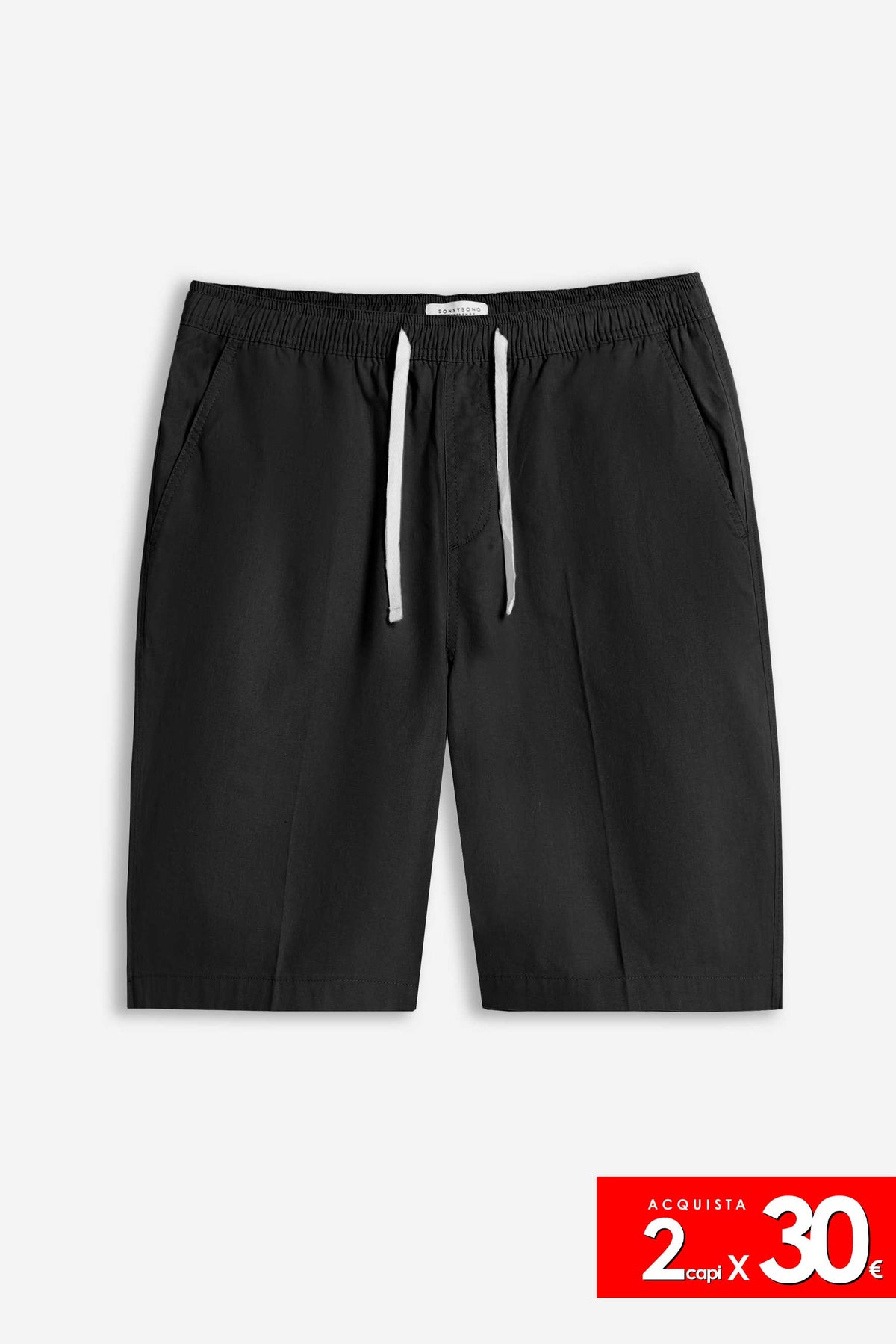 BERMUDA CON ELASTICO IN VITA NERO