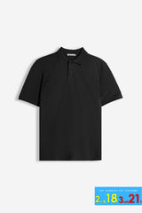POLO PIQUET BASIC TINTA UNITA E LOGO NERO