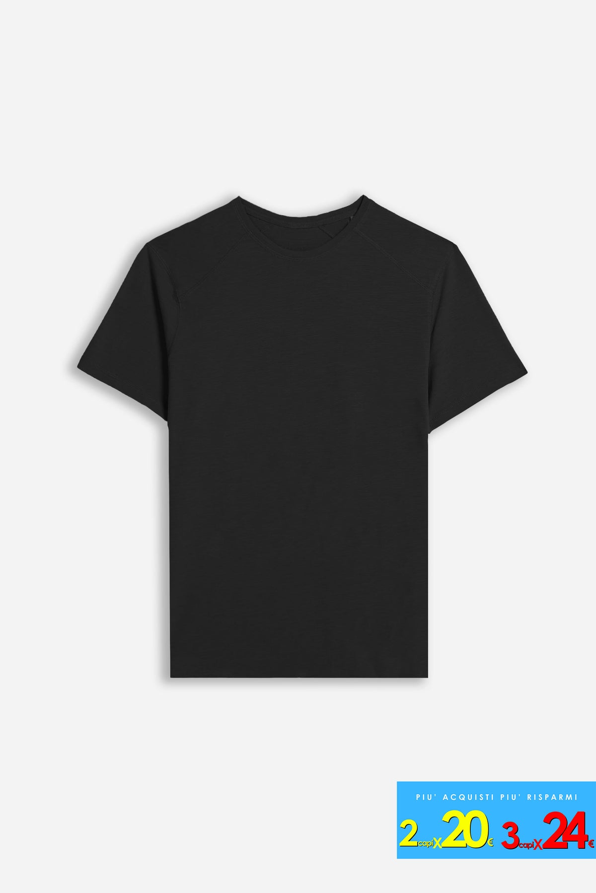 T-SHIRT GIROCOLLO BASIC SLUB NERO 