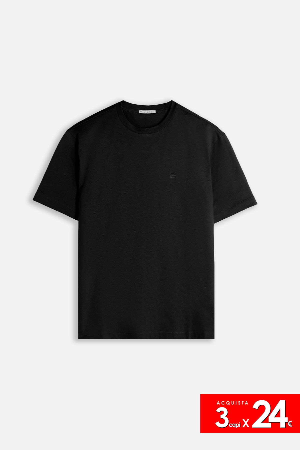 T-SHIRT GIROCOLLO BASIC CON DETTAGLIO NERO