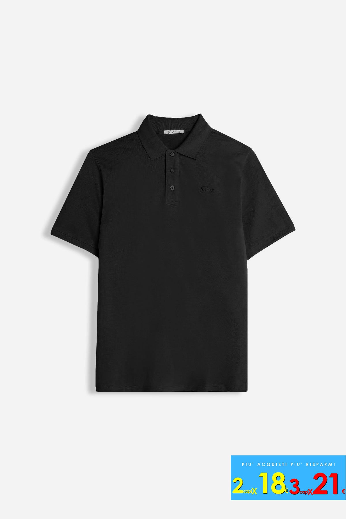 POLO PIQUET BASIC TINTA UNITA NERO
