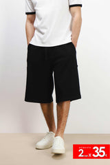 BERMUDA IN FELPA CON TASCONI NERO