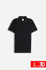 POLO IN PIQUET STRETCH NERO