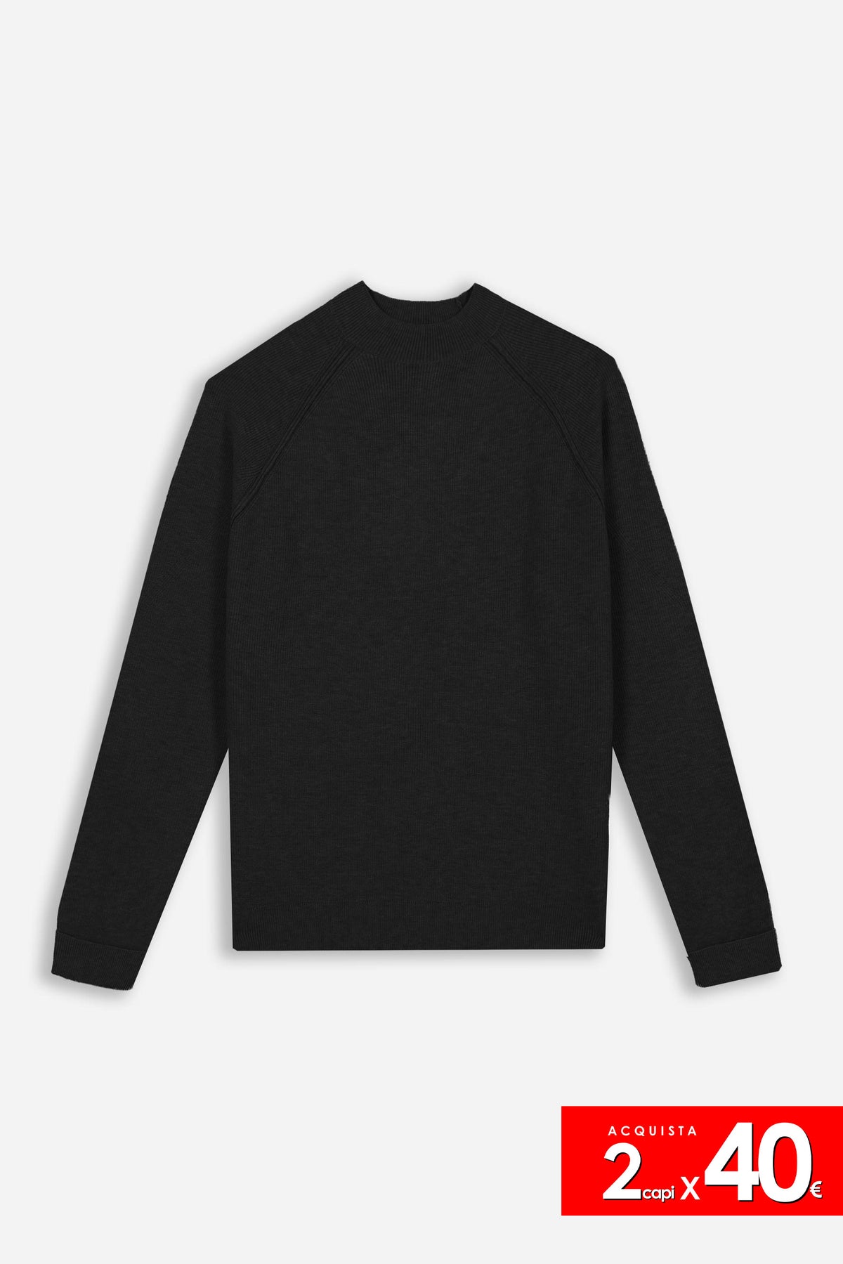 MAGLIA MEZZO COLLO A COSTINE NERO