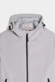 GIUBBOTTO IN SOFTSHELL IMBOTTITO CON CAPPUCCIO GRIGIO GHIACCIO