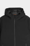 GIUBBOTTO IN SOFTSHELL IMBOTTITO CON CAPPUCCIO NERO