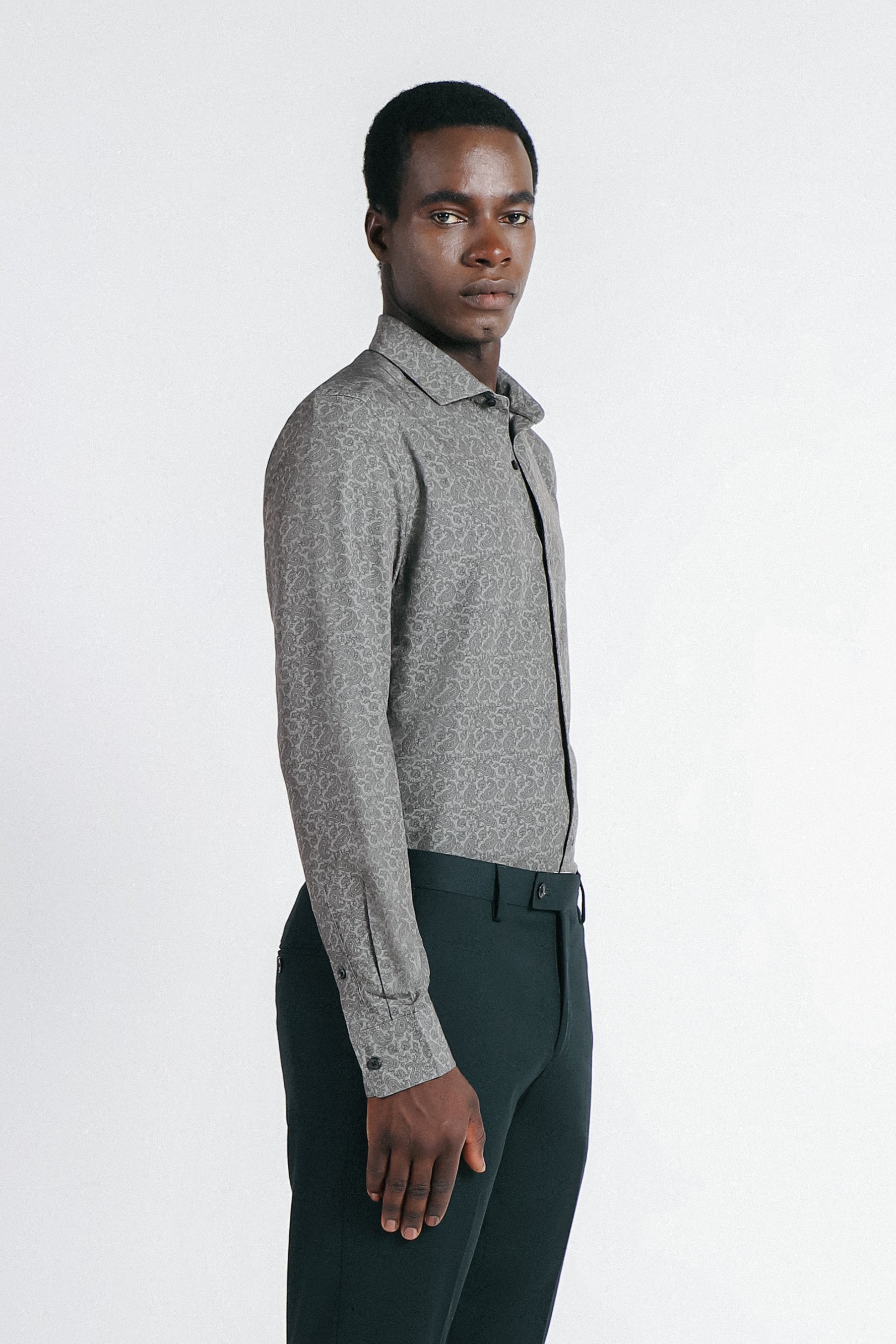 CAMICIA STRETCH STAMPATA F-BEIGE