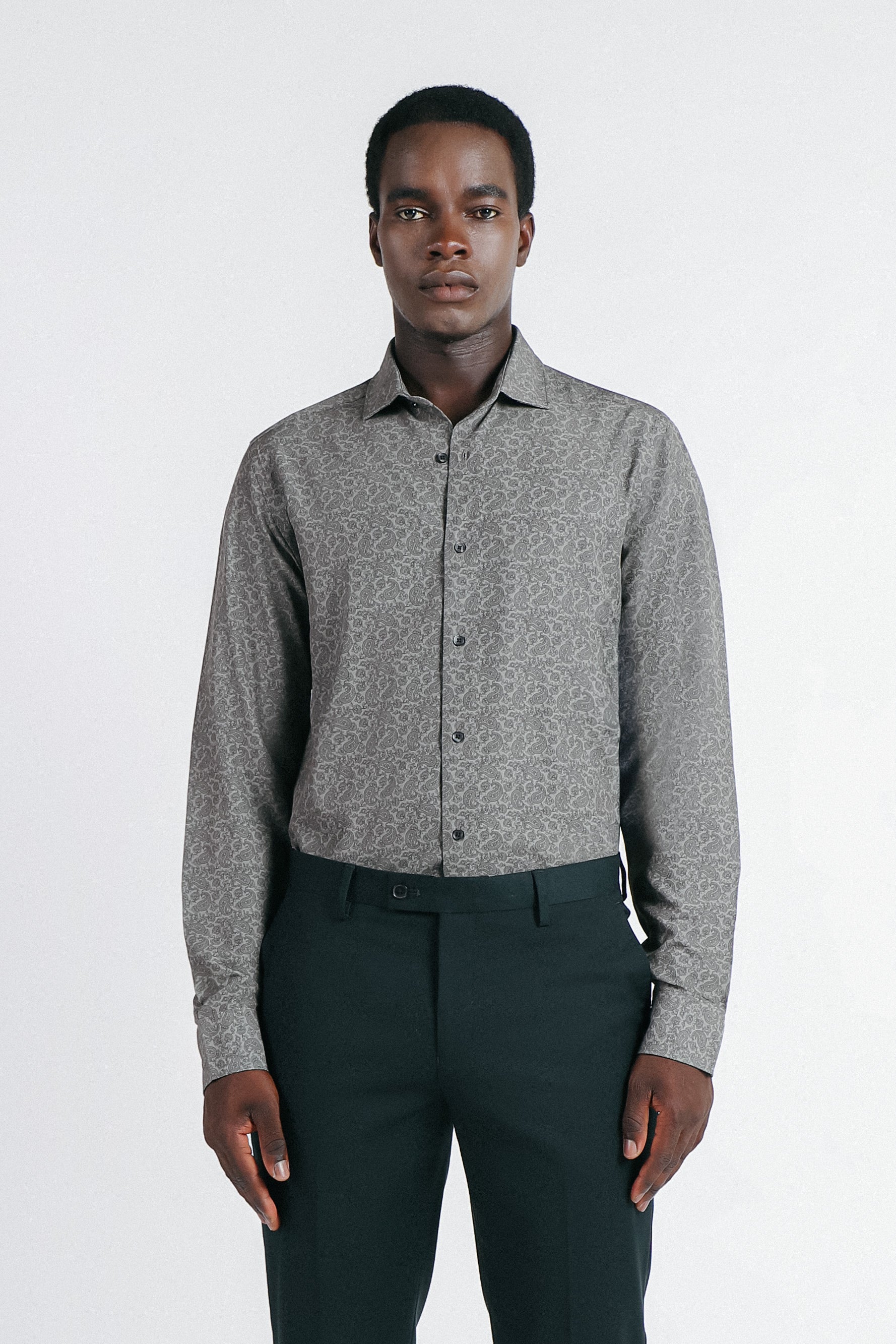 CAMICIA STRETCH STAMPATA F-BEIGE