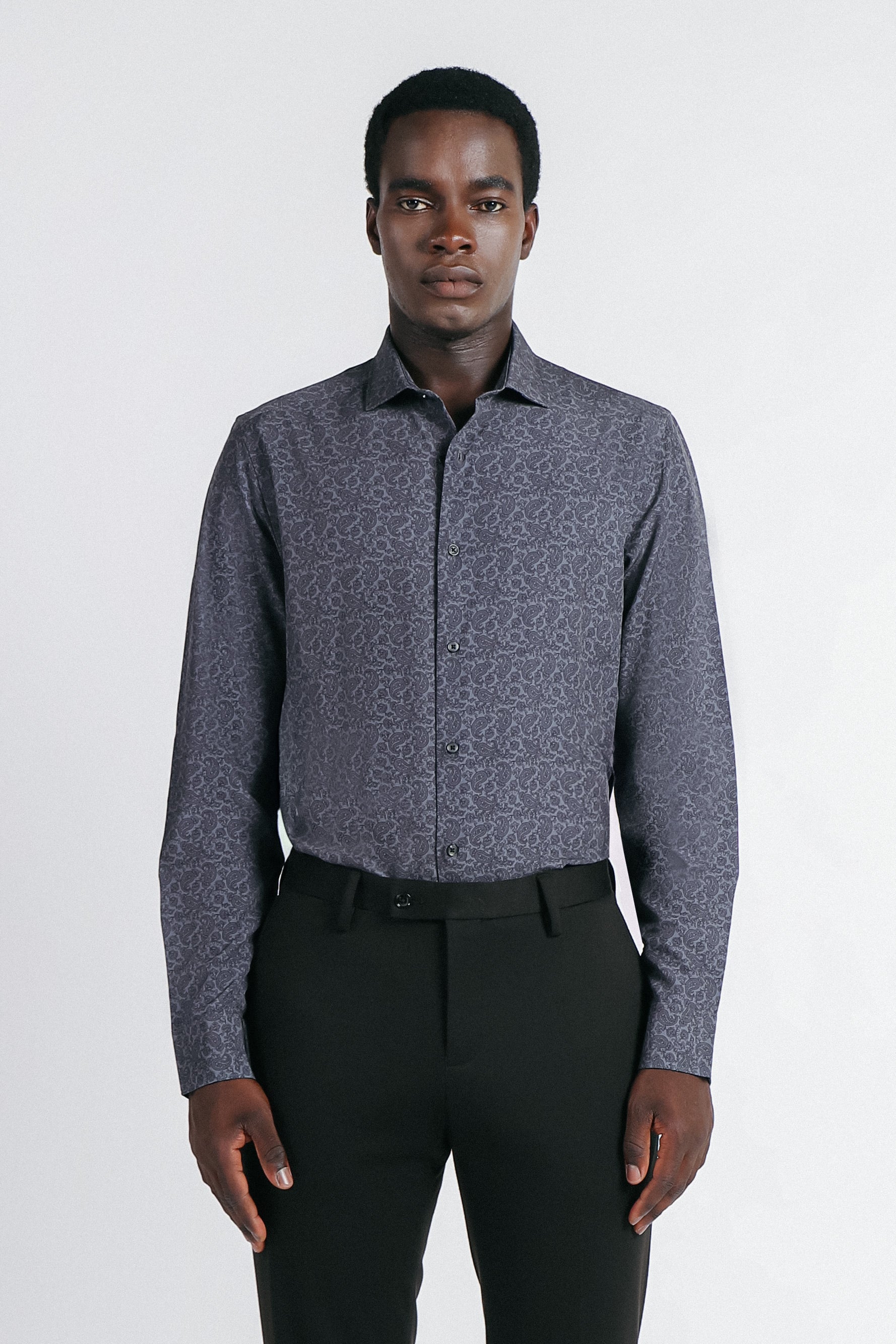 CAMICIA STRETCH STAMPATA F GRIGIO