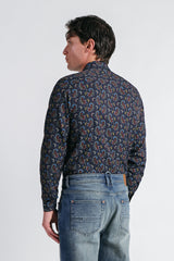CAMICIA STRETCH STAMPATA F INDACO
