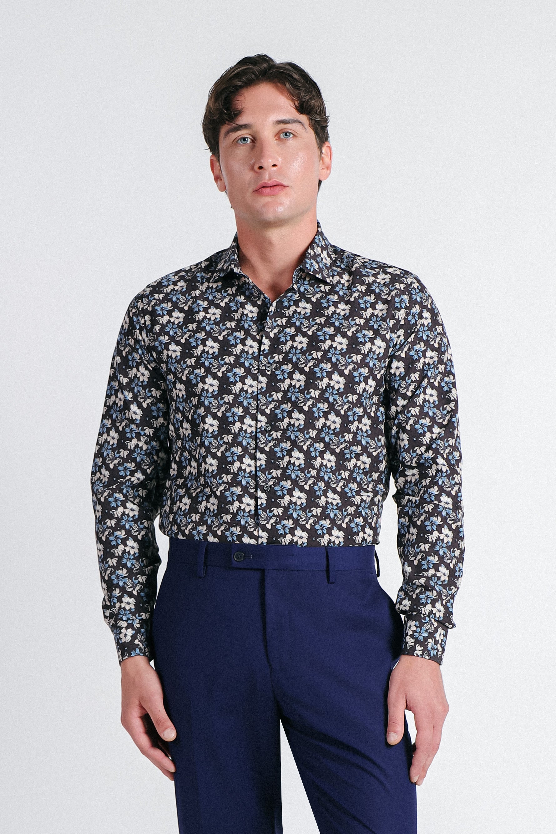 CAMICIA STRETCH STAMPATA F MORO