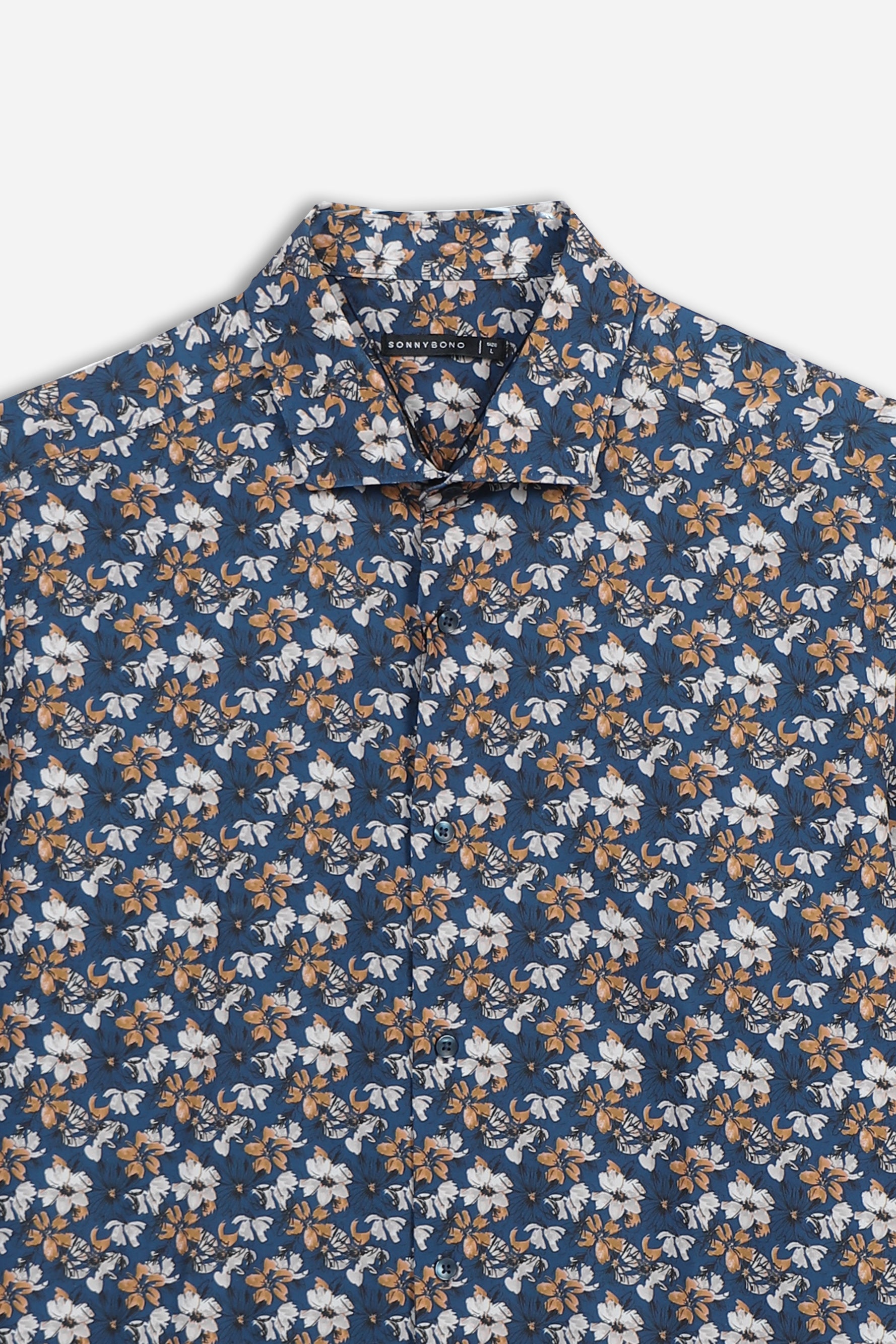 CAMICIA FANTASIA STRETCH BLU