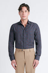 CAMICIA STRETCH STAMPATA F NERO