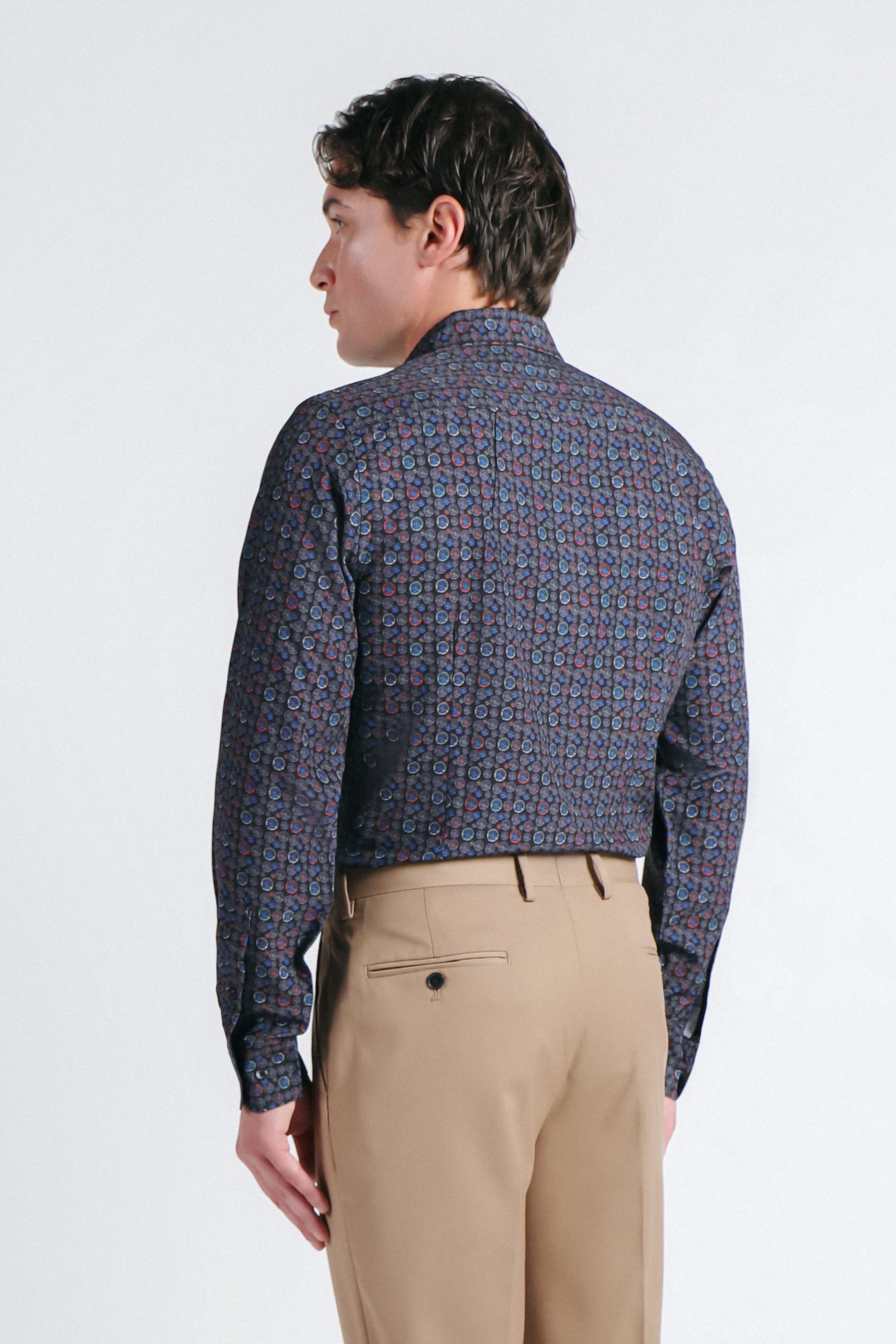 CAMICIA STRETCH STAMPATA F NERO