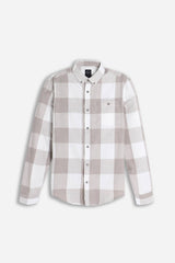 CAMICIA A QUADRI FLANELLA F-BEIGE 