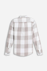 CAMICIA A QUADRI FLANELLA F-BEIGE 