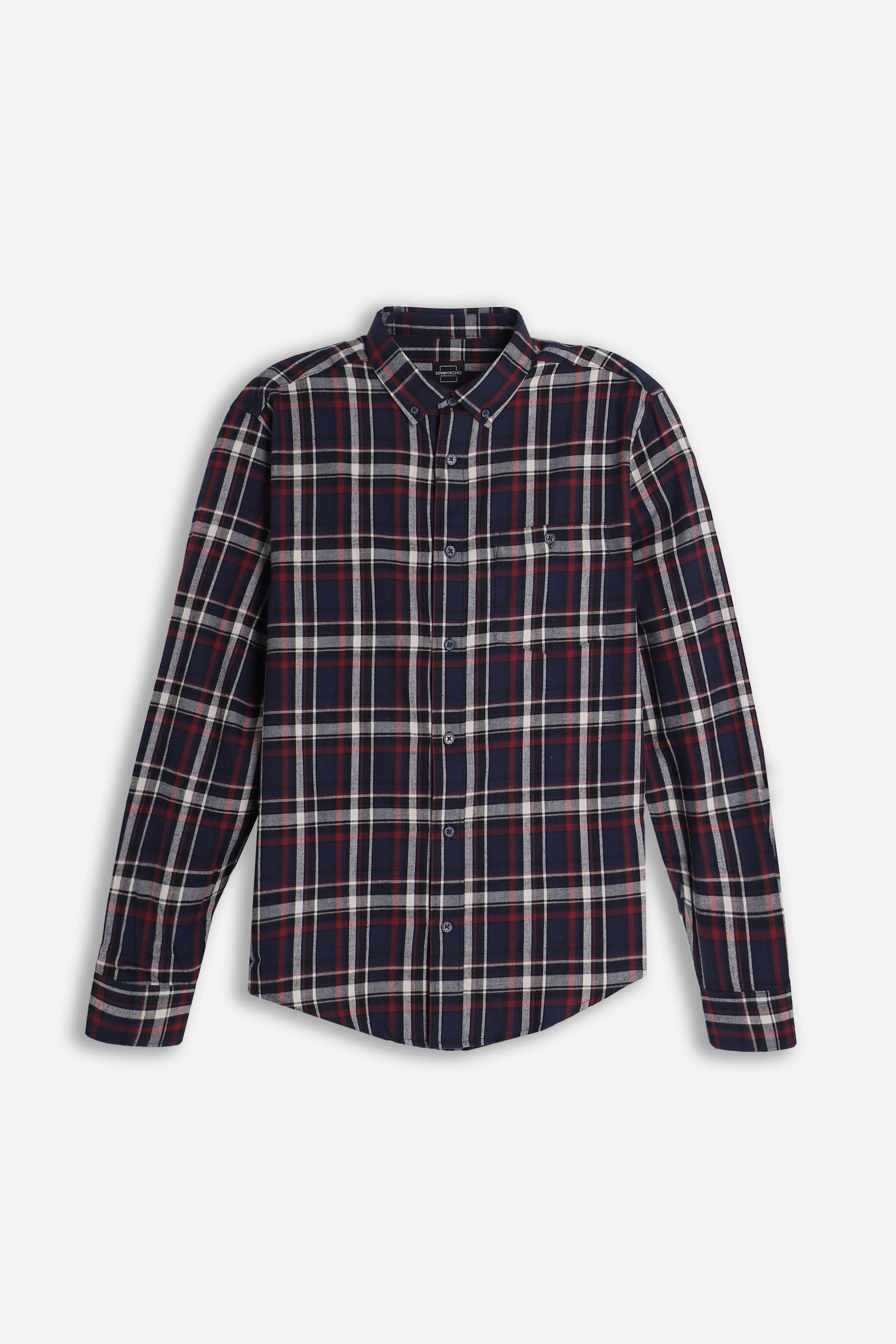 CAMICIA A QUADRI FLANELLA F BLU