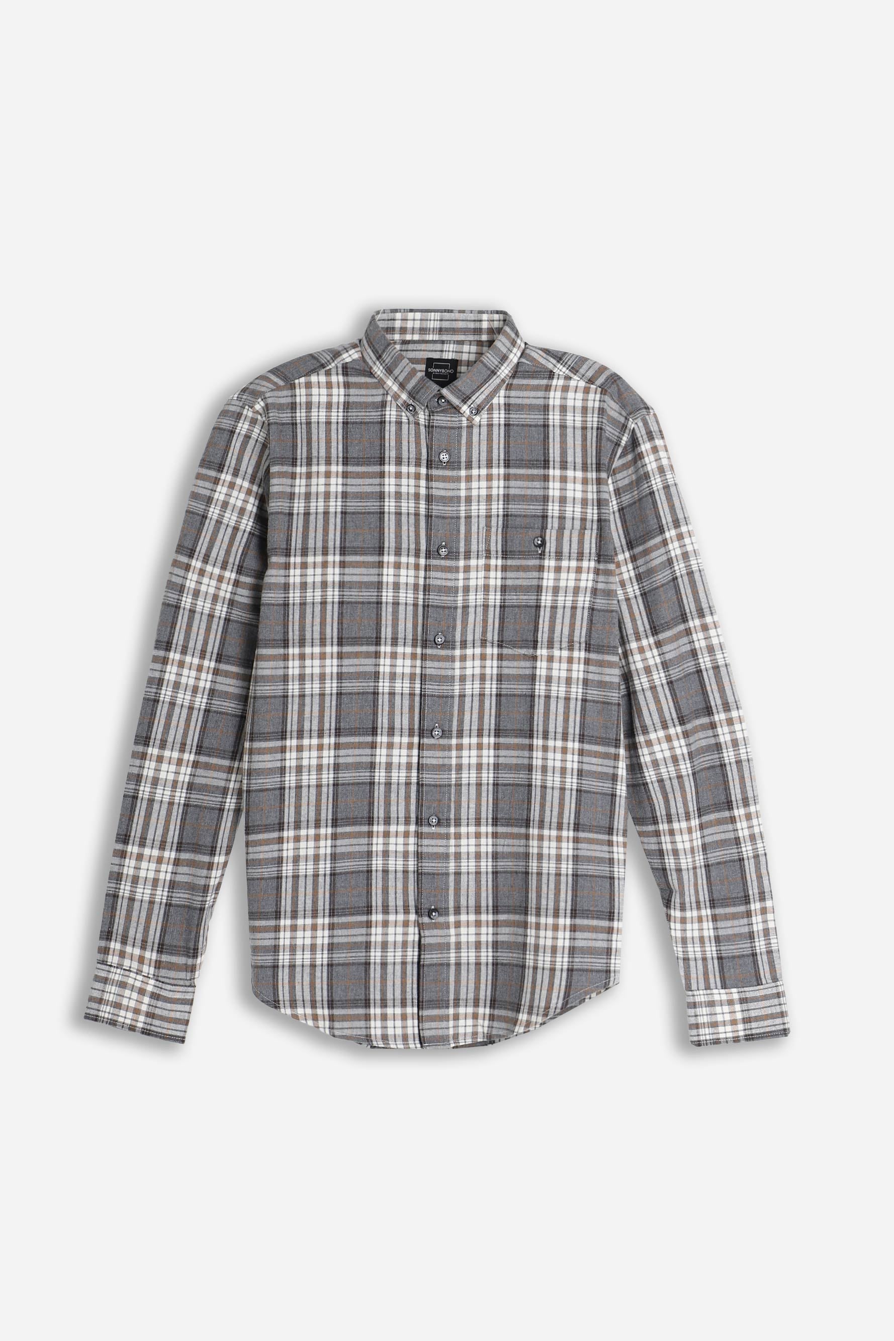 CAMICIA A QUADRI FLANELLA F GRIGIO
