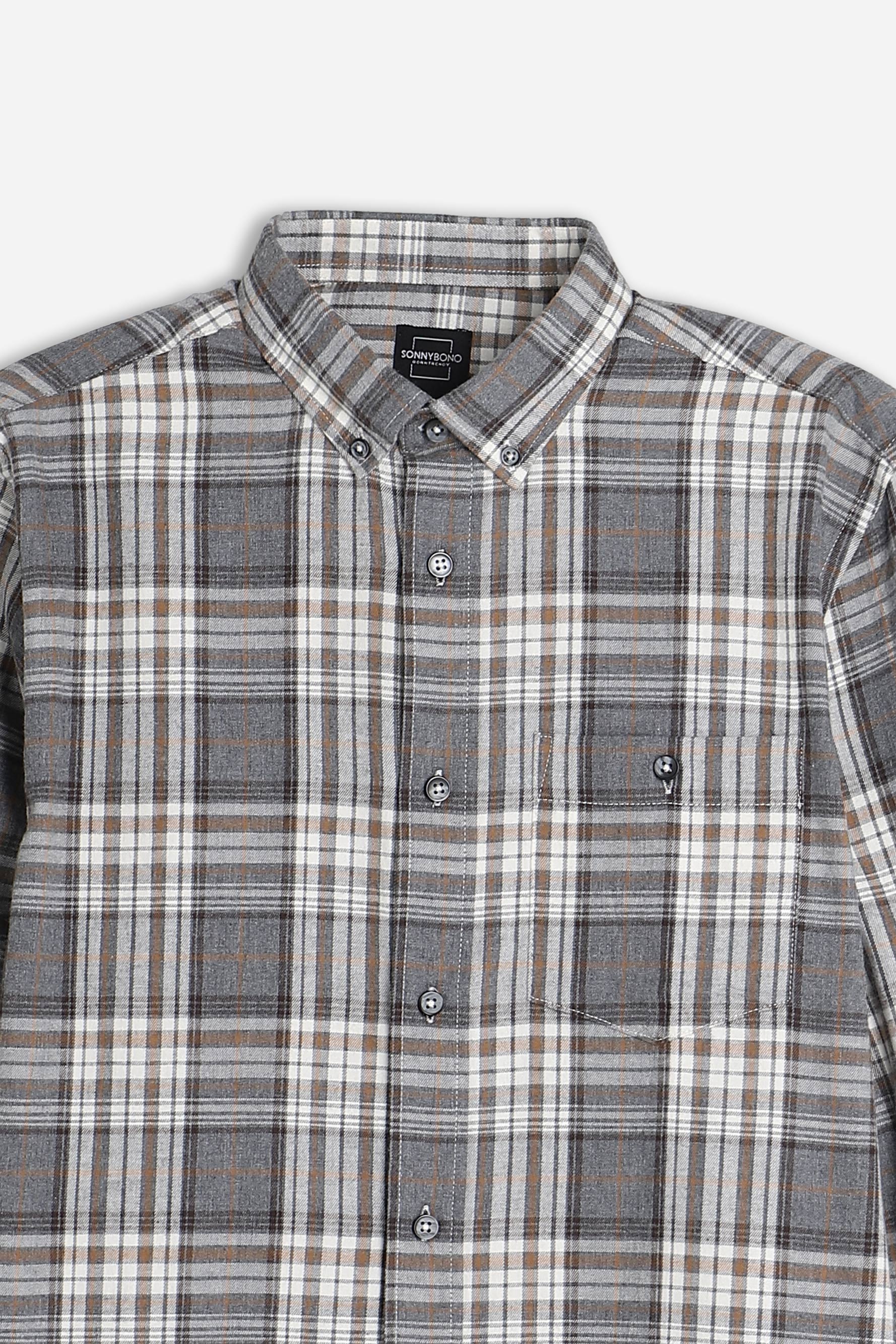 CAMICIA A QUADRI FLANELLA F GRIGIO