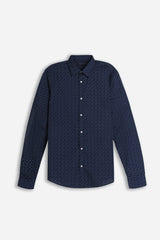 CAMICIA CON STAMPA MICROFANTASIA F BLU
