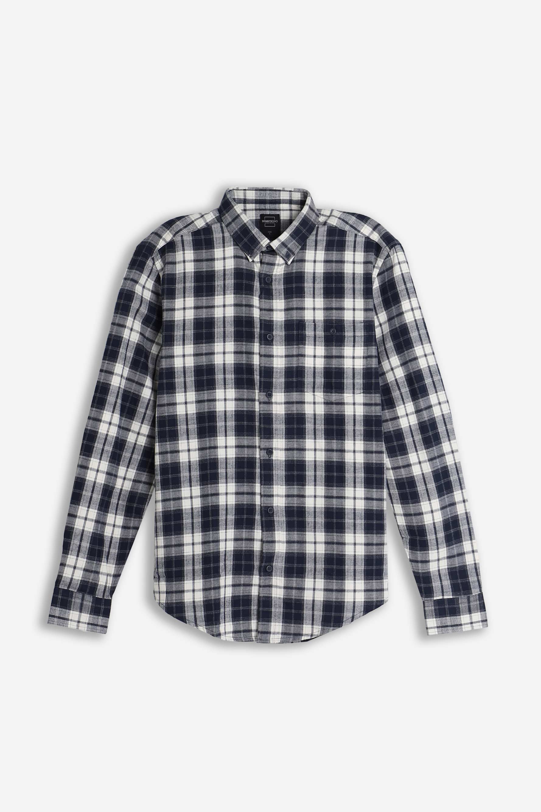 CAMICIA CON QUADRI FLANELLA F BLU  
