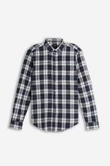 CAMICIA CON QUADRI FLANELLA F BLU  