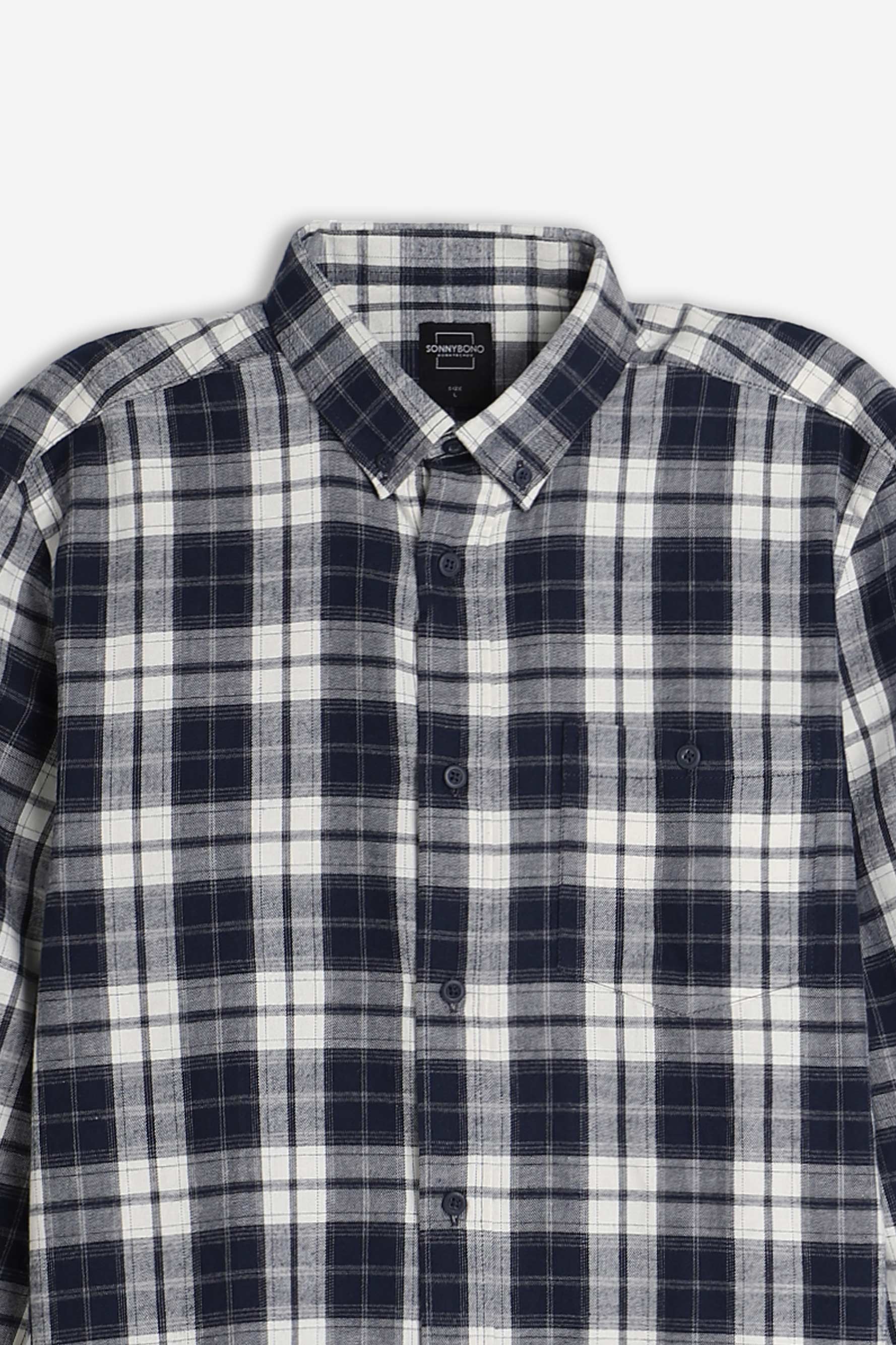 CAMICIA CON QUADRI FLANELLA F BLU  