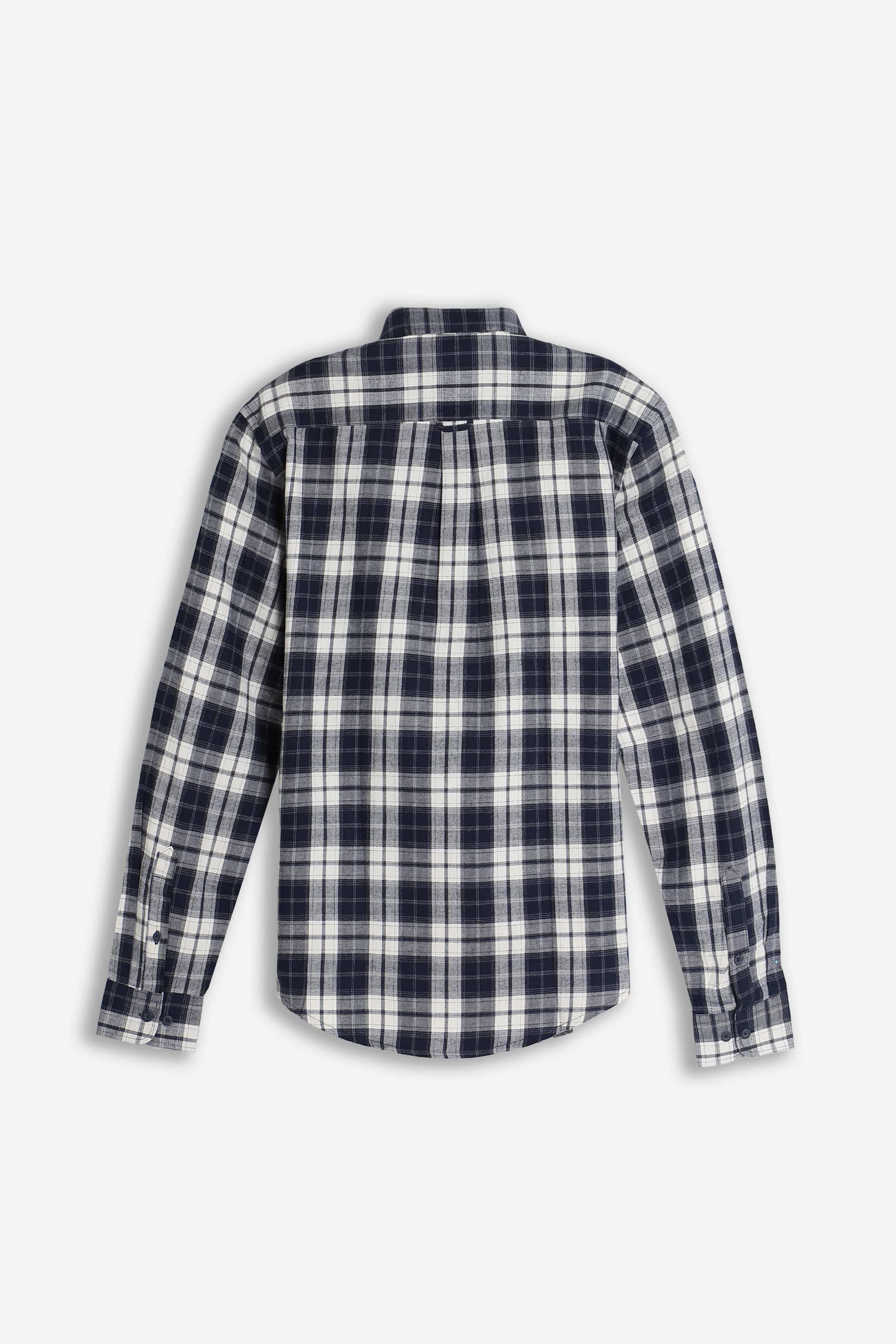 CAMICIA CON QUADRI FLANELLA F BLU  