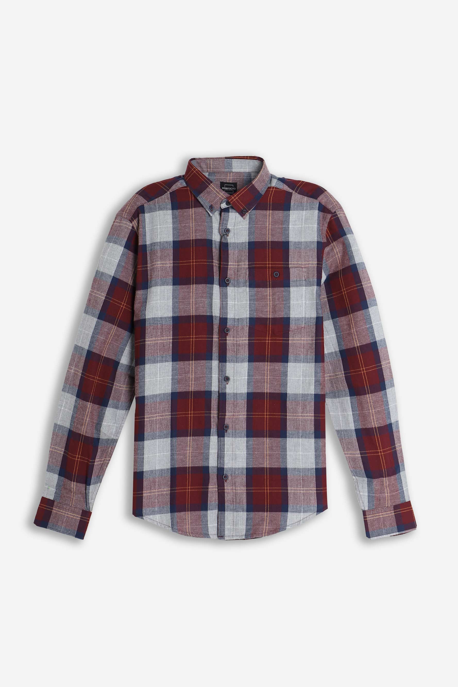 CAMICIA CON QUADRI FLANELLA F BORDEAUX