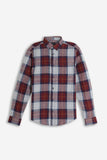 CAMICIA CON QUADRI FLANELLA F BORDEAUX