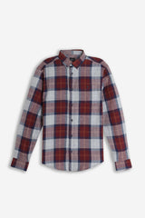 CAMICIA CON QUADRI FLANELLA F BORDEAUX