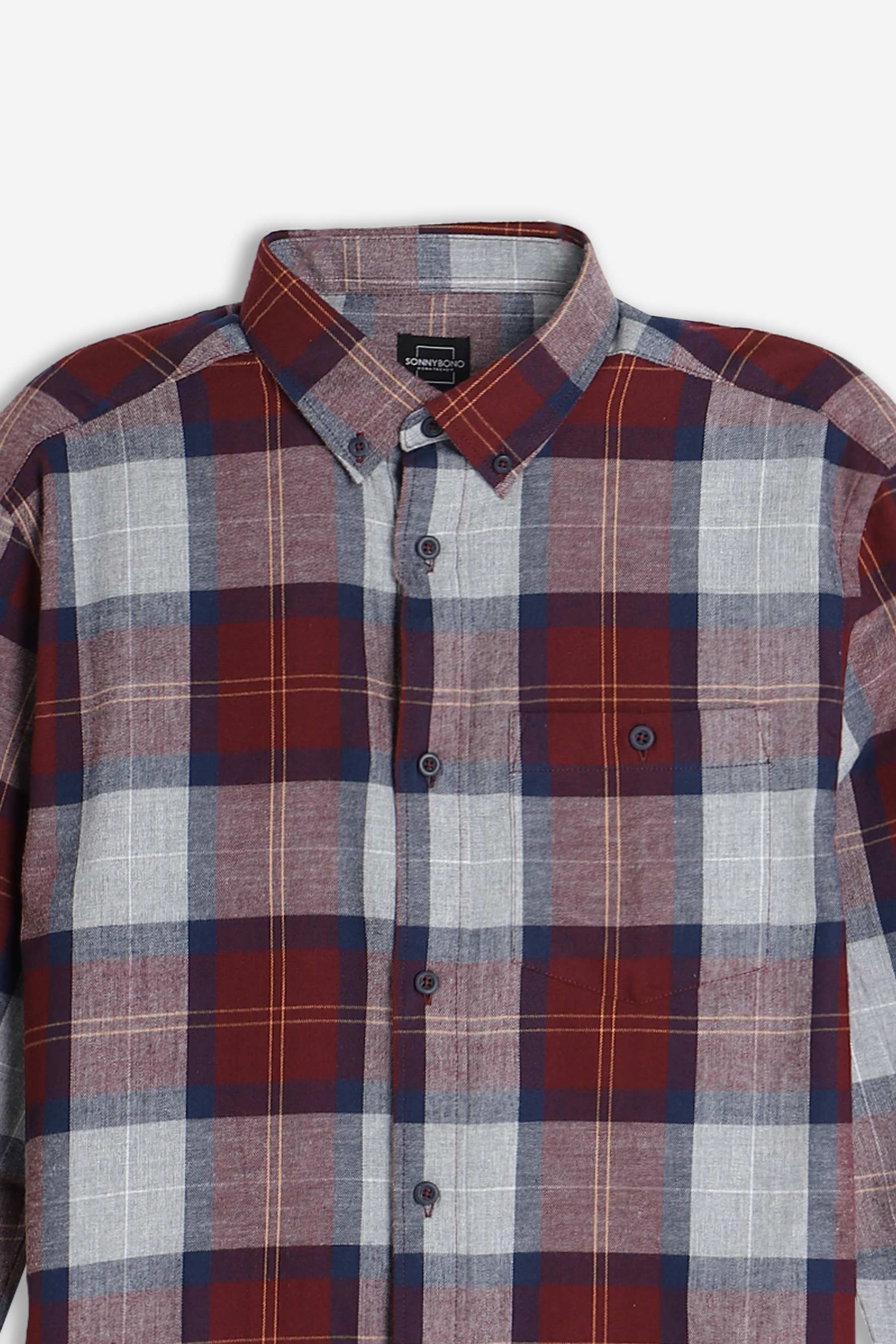 CAMICIA CON QUADRI FLANELLA F BORDEAUX