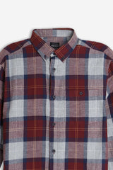 CAMICIA CON QUADRI FLANELLA F BORDEAUX