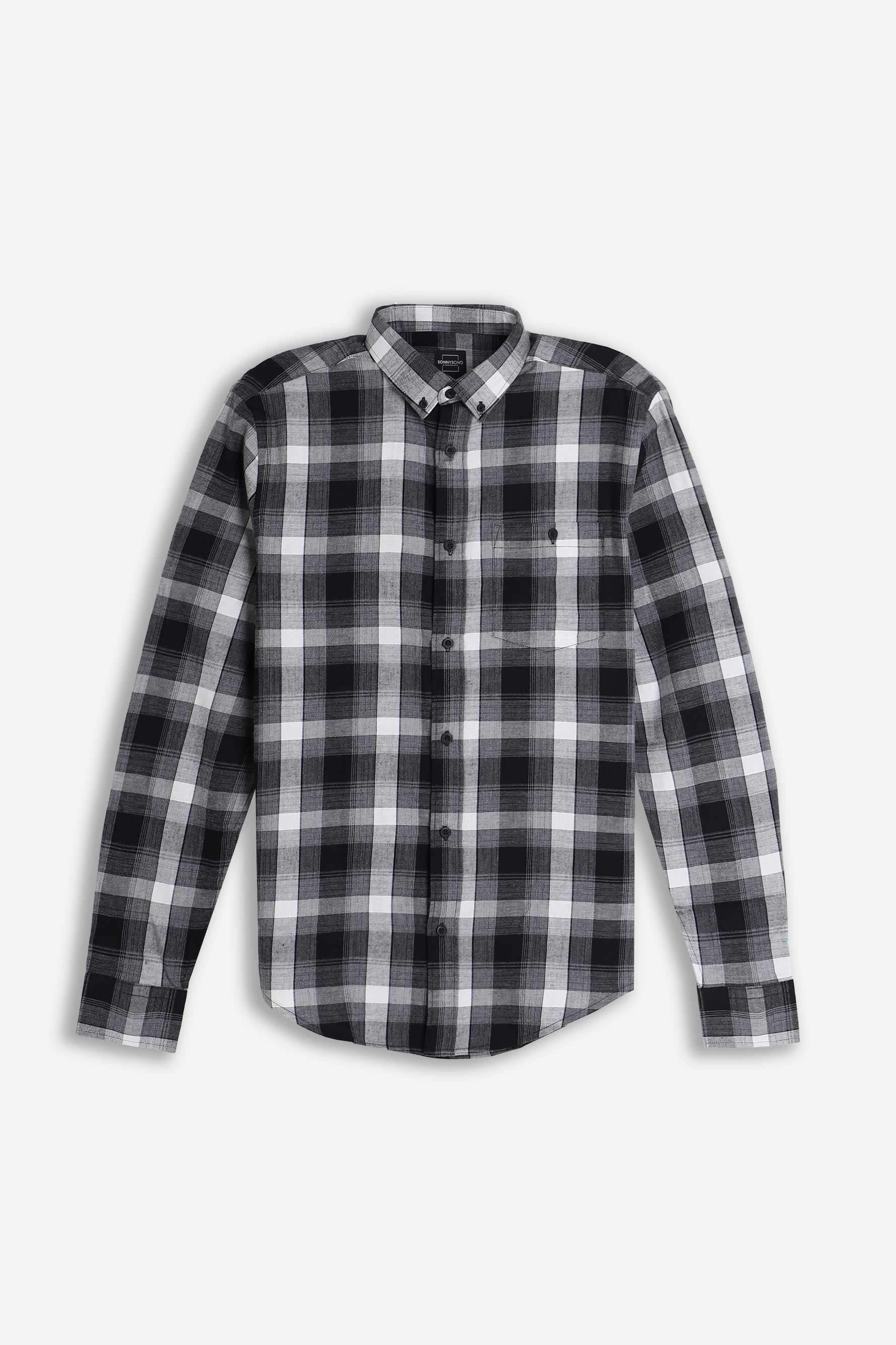 CAMICIA CON QUADRI FLANELLA F NERO